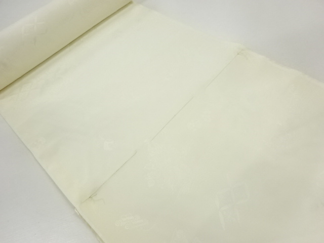 JAPANESE KIMONO / ANTIQUE BOLT FOR JUBAN / WOVEN SEVEN LUCKY GODS